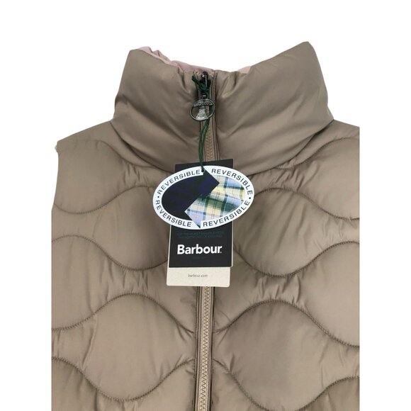 Barbour Vest Womens Size 14‎ US 18 UK Reversible Shelly Gilet Quilted Beige Pink - Picture 4 of 15